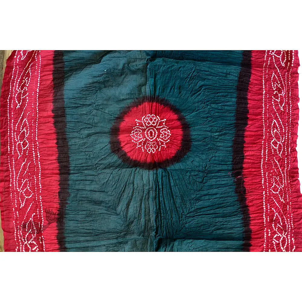latest collection of cotton bandhni green-red sarees