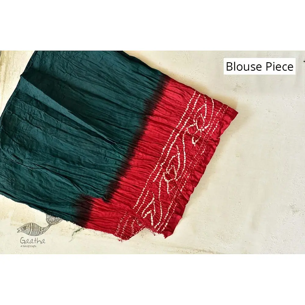 latest collection of cotton bandhni green-red sarees