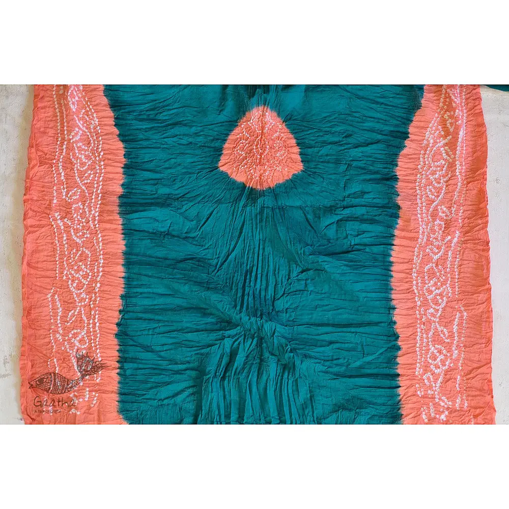 latest collection of cotton bandhni Blue-Orange sarees