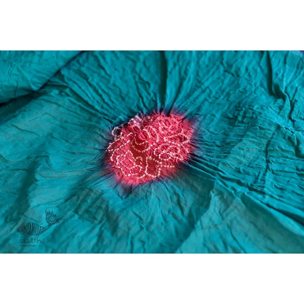 latest collection of cotton bandhni Blue-Peach sarees