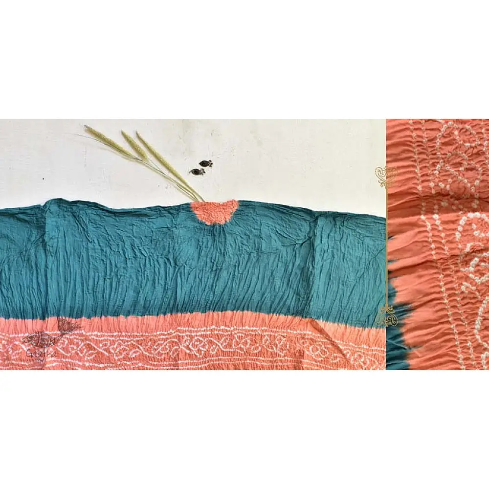 latest collection of cotton bandhni Blue-Orange sarees