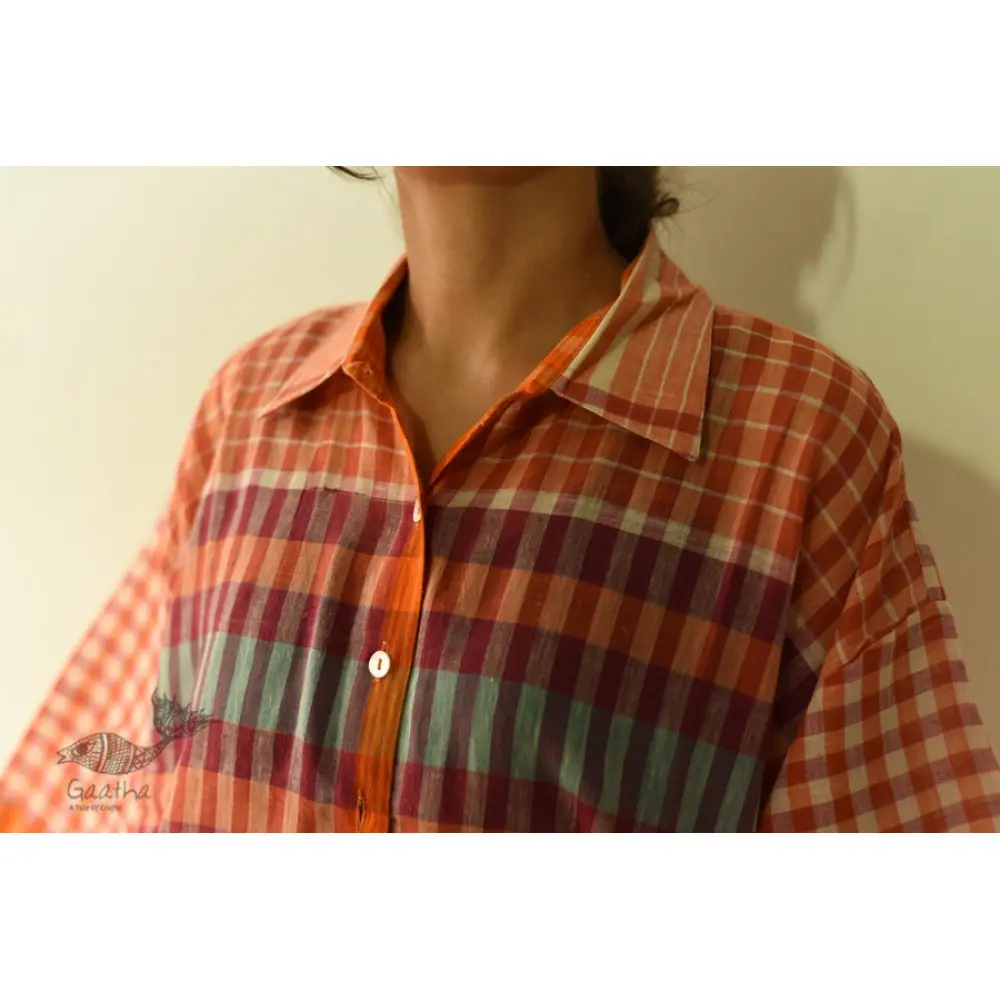 shop Handloom Cotton Checks Unisex Shirt