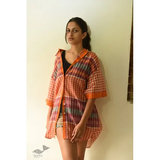 shop Handloom Cotton Checks Unisex Shirt