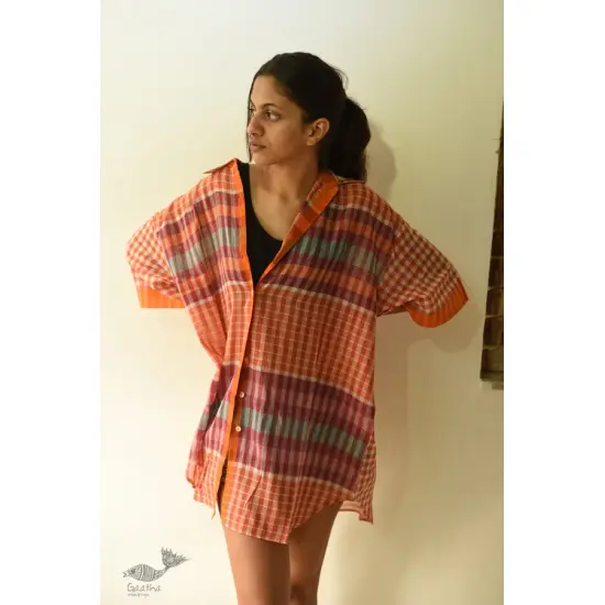 shop Handloom Cotton Checks Unisex Shirt