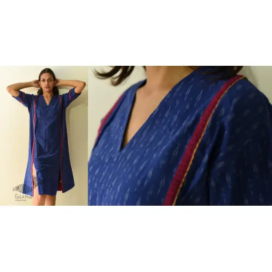 shop Handloom Cotton Ikat Designer BlueDress