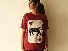 Handmade Applique Tshirt | Baghira (Red)