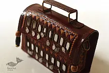 Be Nomadic ~ Kutchi Embroidery & Mirror Work - Leather Handbag / Leather Sling Bag
