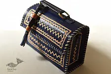 Be Nomadic ~ Kutchi Leather Sling Handbag - Blue