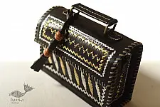 Be Nomadic ~ Kutchi Leather Sling Handbag - Black