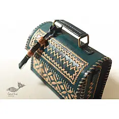 Be Nomadic ~ Kutchi Embroidered Leather Sling Handbag - Teal