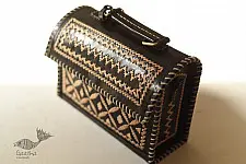Be Nomadic ~ Kutchi Leather Handbag With Embroidery - Black
