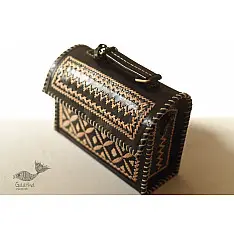 Be Nomadic ~ Kutchi Leather Handbag With Embroidery - Black