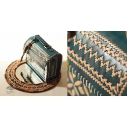 Be Nomadic ~ Kutchi Embroidered Leather Sling Handbag - Teal