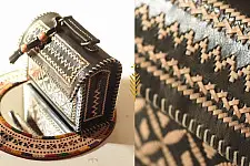 Be Nomadic ~ Kutchi Leather Handbag With Embroidery - Black