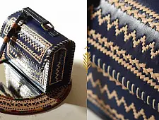 Be Nomadic ~ Kutchi Leather Sling Handbag - Blue