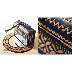 Be Nomadic ~ Leather Blue Handbag - Kutchi Embroidery With Leather