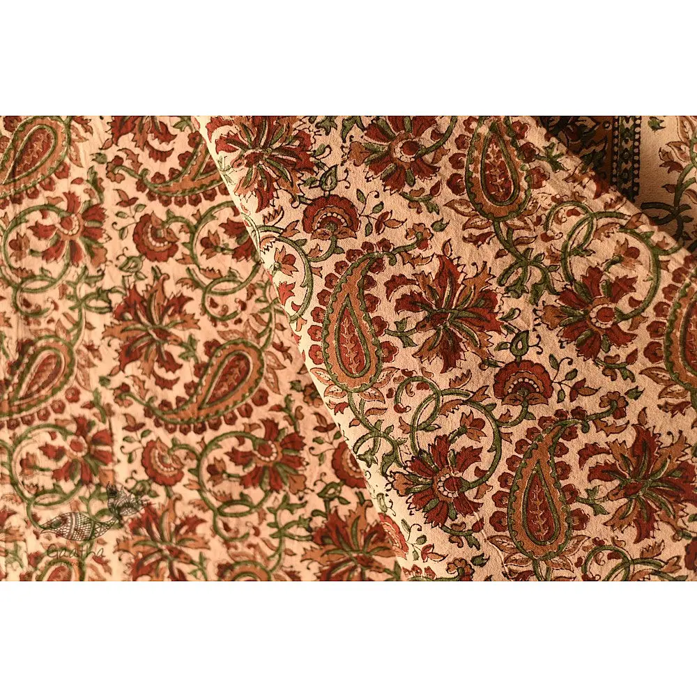 buy Natural Color Bedsheet | Bagru Hand Block Printed 