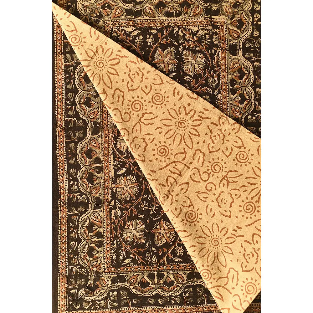 buy Bagru Cotton Bedsheet | Natural Color Block Printed