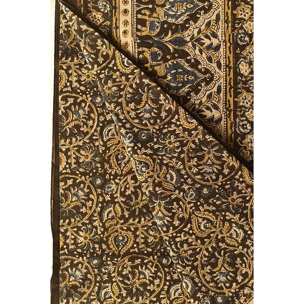 buy Natural Bagru Block Printed Bedsheet With Pillow Covers - 108" x 108"