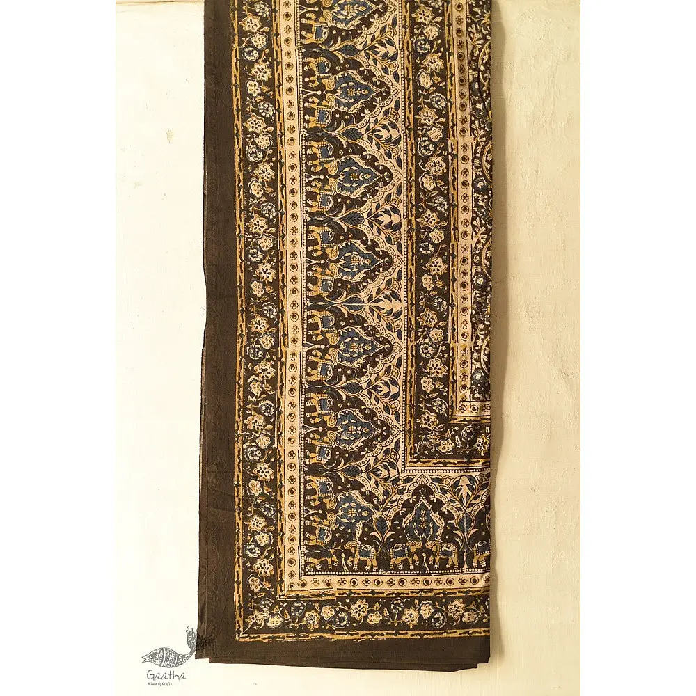 buy Natural Bagru Block Printed Bedsheet With Pillow Covers - 108" x 108"