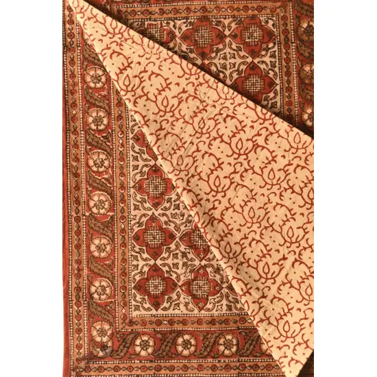 buy Bagru Block Printed Bedhseet With Natural Color