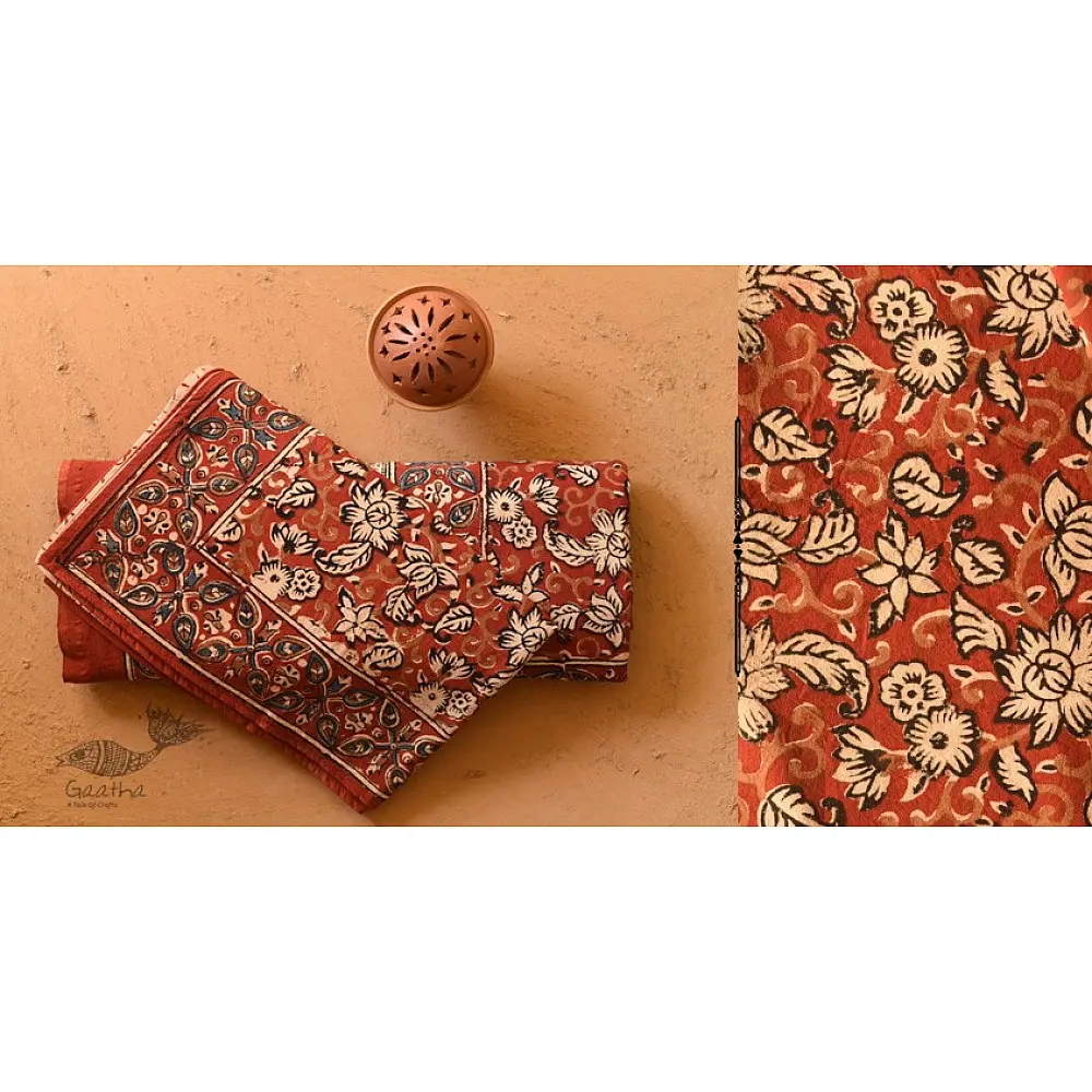 buy Bagru King Size Bedsheet With Pillow Covers | Natural Color