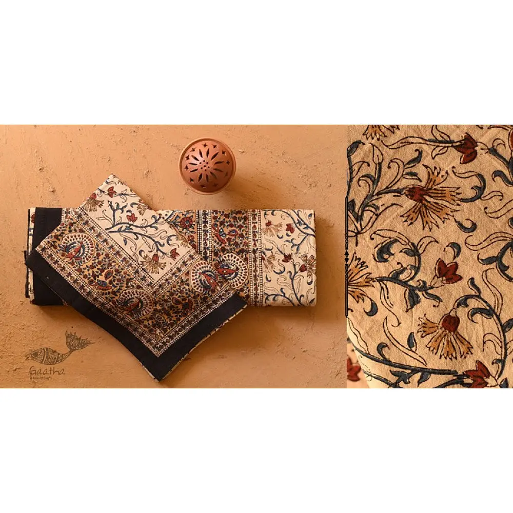 buy Bagru Natural color Hand Block Printed Bedsheet - 90" x 108"