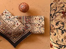 Bagru Natural color Hand Block Printed Bedsheet - 90" x 108"