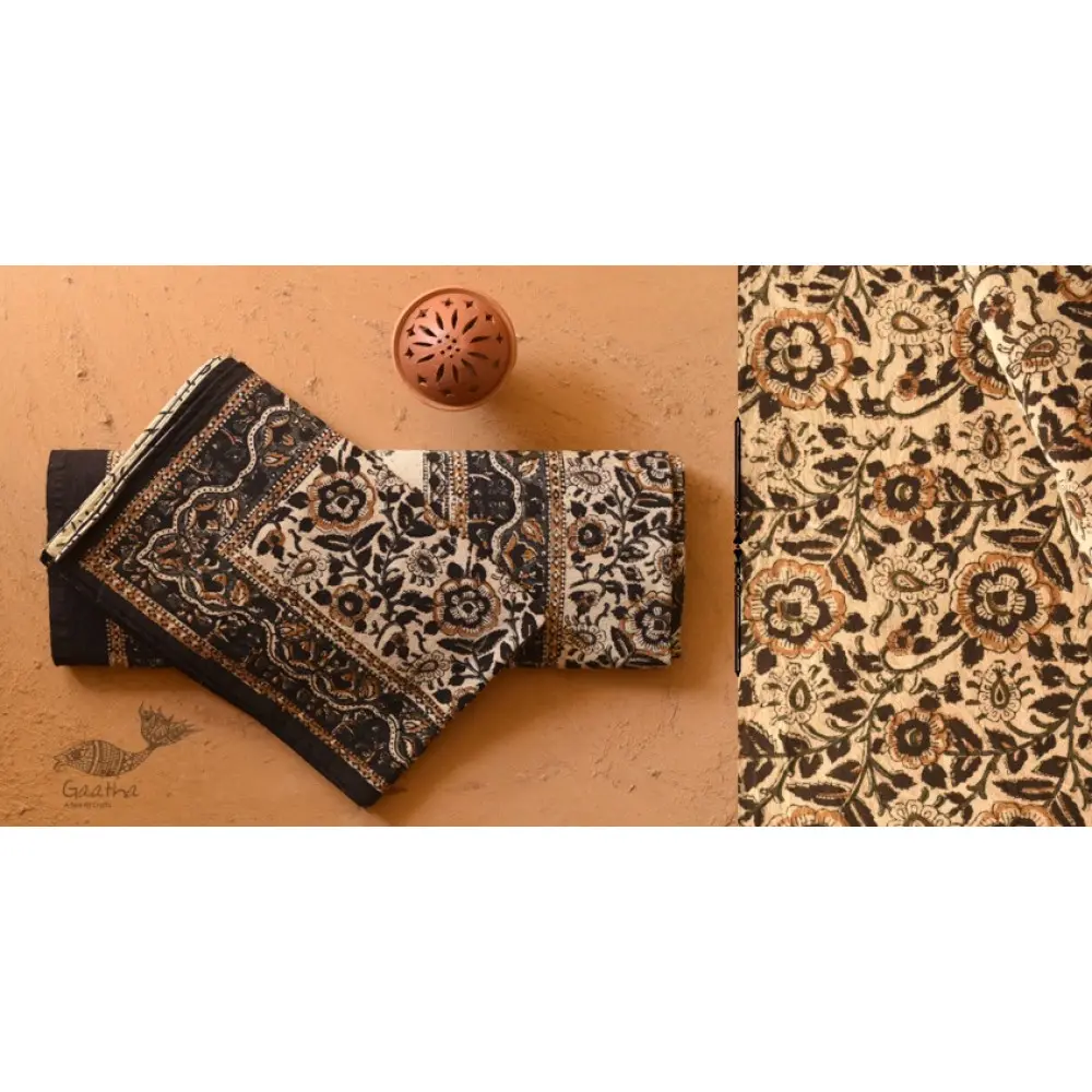 buy Hand Block Printed Bagru Bedsheet | Natural Color