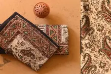 Natural Color Hand Block Printed Bagru Bedsheet - 108" x 108"