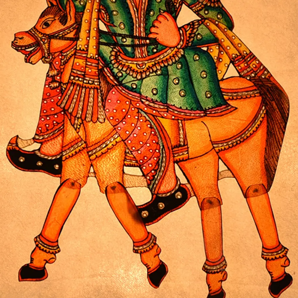 Handmade leather Puppet Vishnu Dashavatar - Kalki 