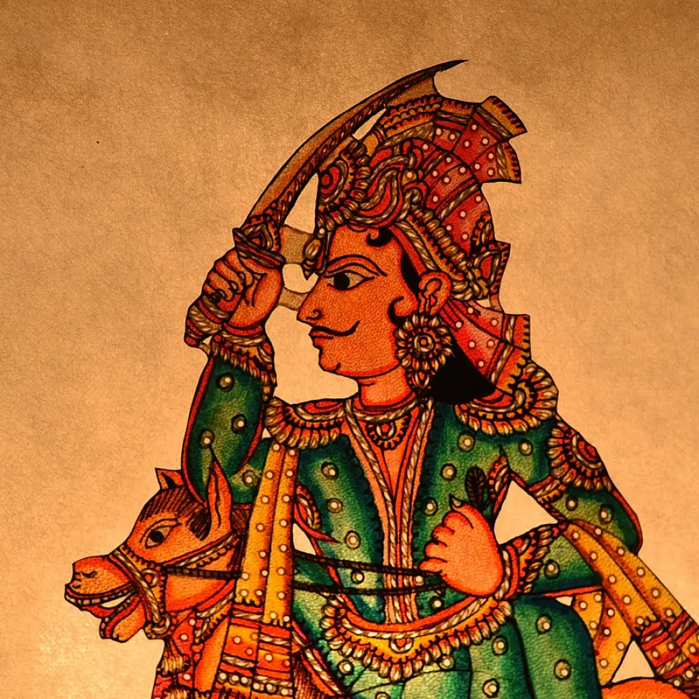Handmade leather Puppet Vishnu Dashavatar - Kalki 