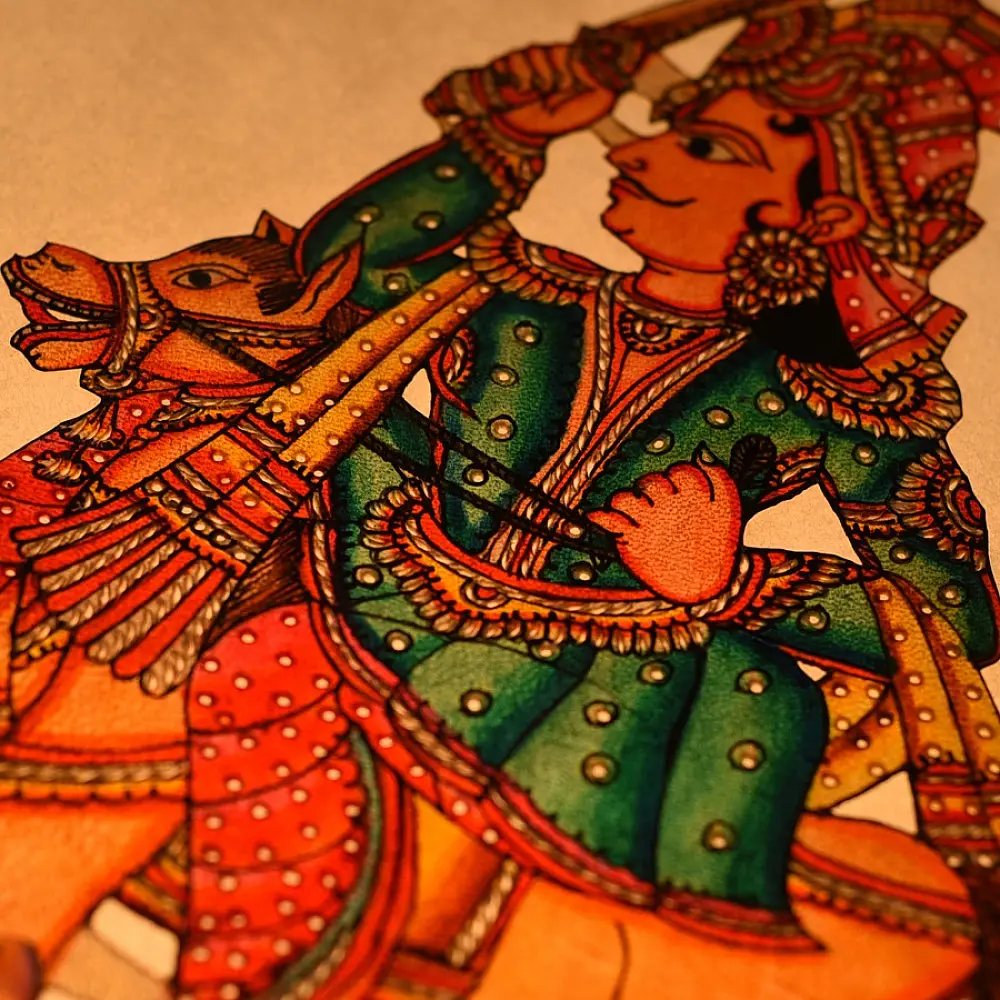 Handmade leather Puppet Vishnu Dashavatar - Kalki 