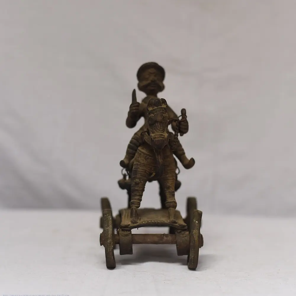 rare antique brass Warrior on Horse 