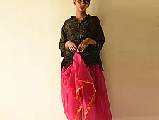 Loom & Light - Handloom Cotton Skirt ~ Pink