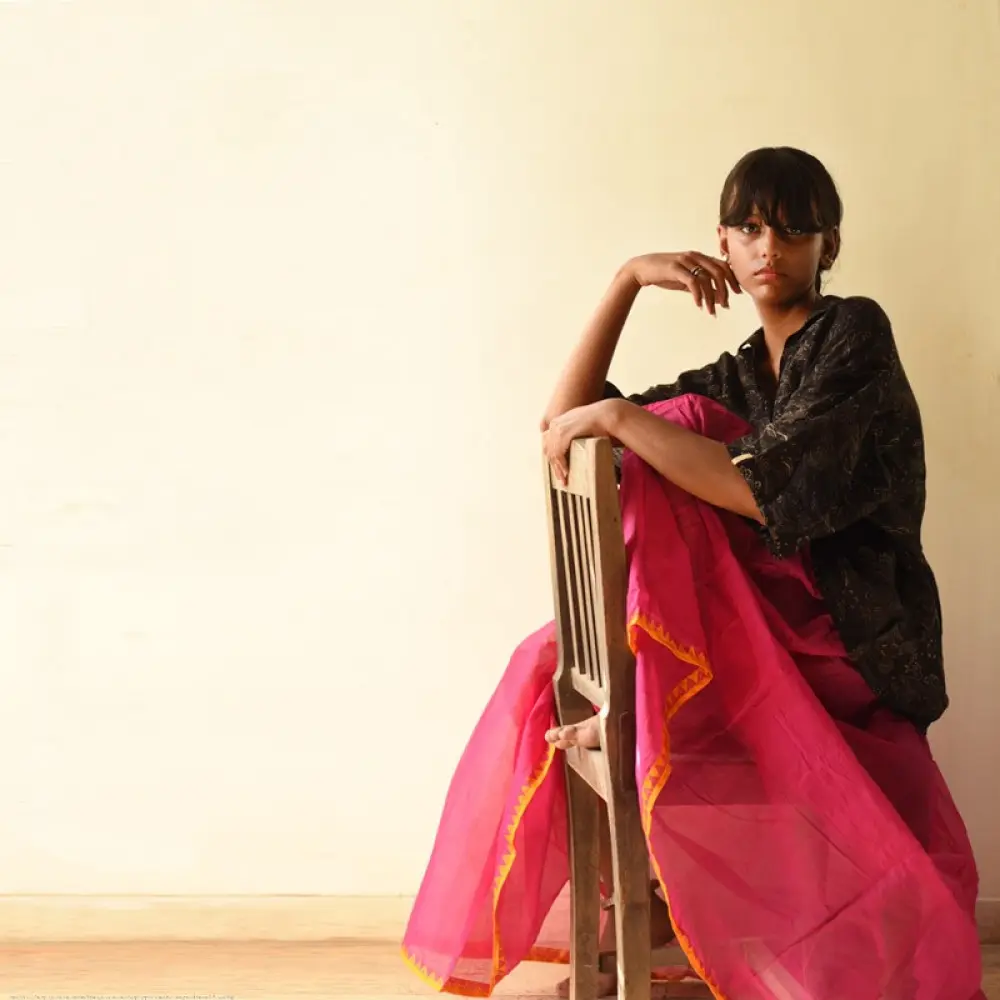 Loom & Light - Handloom Cotton Skirt ~ Pink