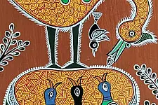 Mandana Art - Painting ~ Bird & Nest ( 11 x 14 inch)