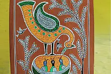 Mandana Art - Painting ~ Bird & Nest ( 11 x 14 inch)