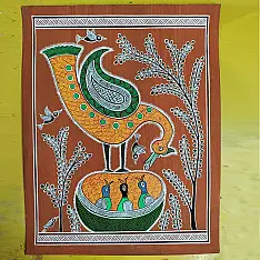 Mandana Art - Painting ~ Bird & Nest ( 11 x 14 inch)
