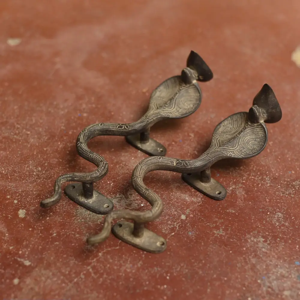 Shop Antique from Khajuraho Brass Door Handles - Snake