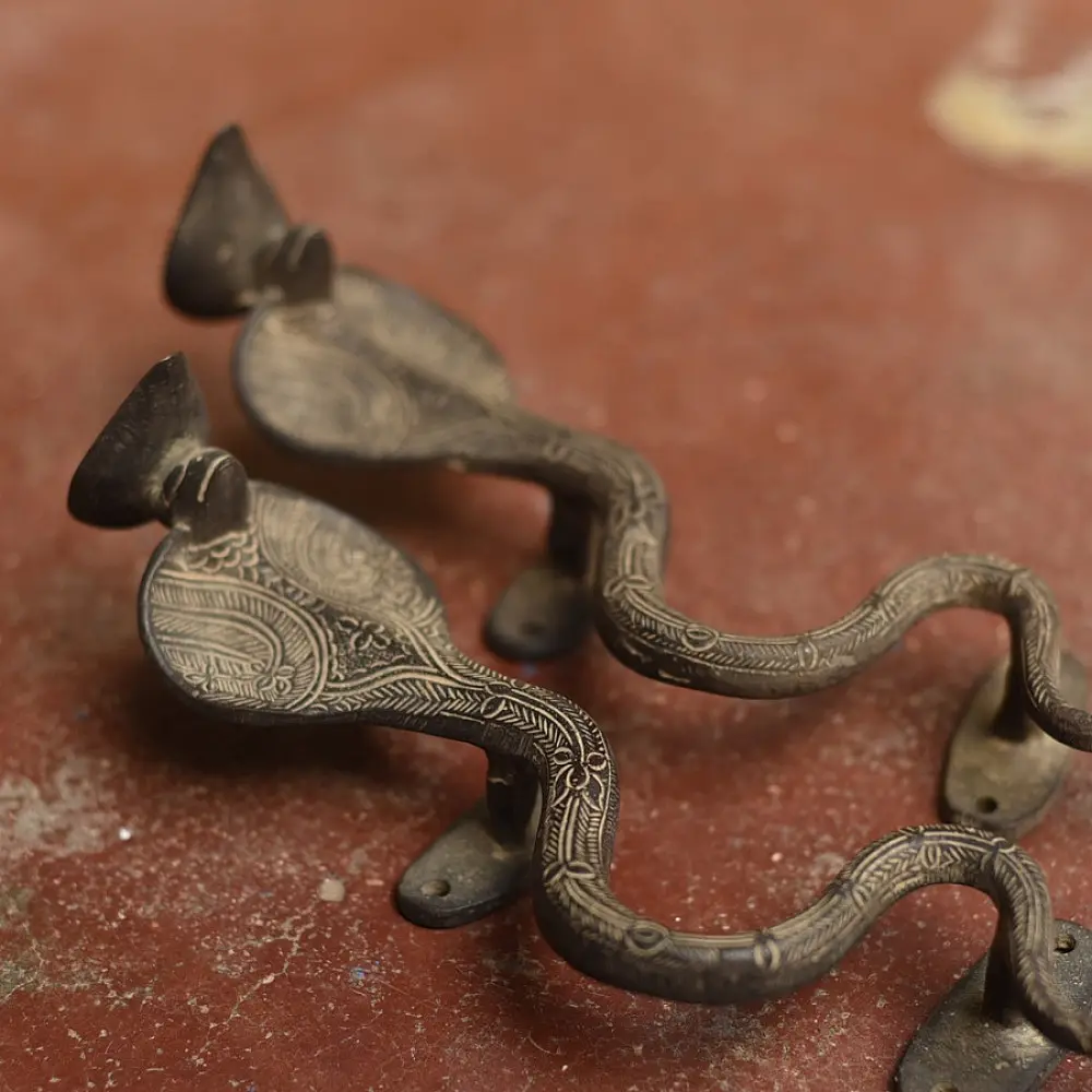 Shop Antique from Khajuraho Brass Door Handles - Snake