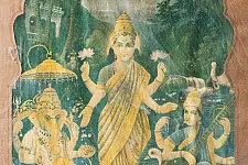Memory Lines | Indian Antique Paint | Lakshmi ji  ( With Frame) 
