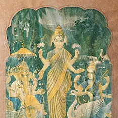 Memory Lines | Indian Antique Paint | Lakshmi ji  ( With Frame) 