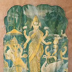 Memory Lines | Indian Antique Paint | Lakshmi ji  ( With Frame) 
