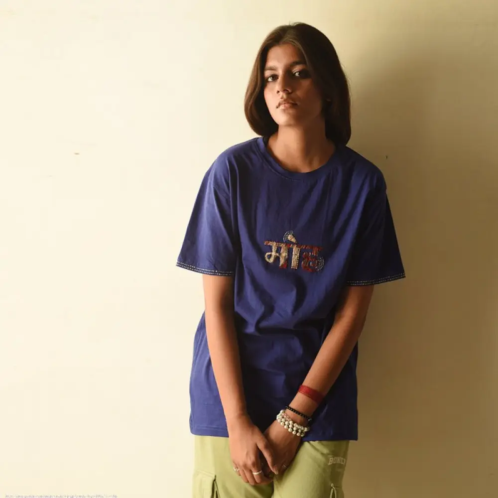 buy Handcrafted Embroidered and Applique unisex cotton Tshirt- 