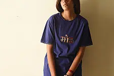 Handmade Applique Tshirt | Moh (Blue)