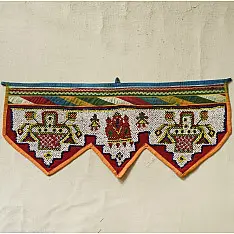  प्राचीन | Gujarati Vintage Bead Toran Ganesha  (11 x 27 inch)