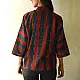 handblock printed breathable cotton shirt for men in rust red and indigo blue interlocking wave geometric print with wooden buttons