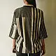 handblock printed pure cotton men shirt in monochrome black and off white vertical pinstripes with contrasting collar and wooden buttons