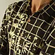 handblock printed breathable pure cotton men shirt in dark brown and cream grid check with stylized floral block print motifs